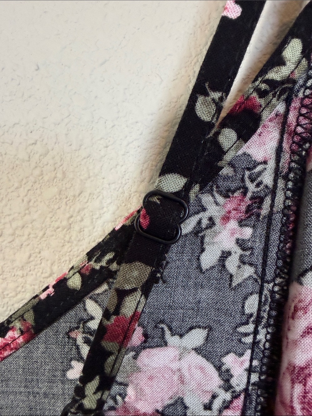 Wallflower Black Maxi Slip Dress with Pink Floral Print - Picture 4 of 7